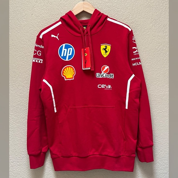 Puma Scuderia Ferrari 2025 Team Red Pullover Hoodie Men's- Size Medium - Picture 1 of 14